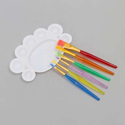 7pcs / set artist brush paint palette set Tray craft drawing children mini Thick plastic brush palette set non-toxic