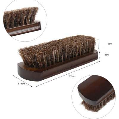 Practical Professional Wood Horse Hair Shoe Brush Shine Polish Buffing soft Soft shoe brush cleaning brush