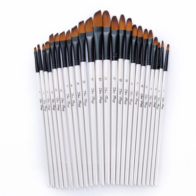 Set of 12 Art Paint Brush Round Flat Watercolor Acrylic Oil Painting nylon hair oil brush Watercolor brush set  Art Supplies